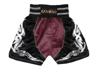 Pantaloncini boxe, pantaloncini da boxe : KNBSH-202-Rosso marrone-Nero